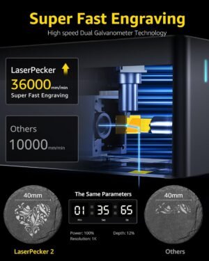 LaserPecker LP2 Graveur Laser 5W Mini Machine de d'Artisanat Portable de Laser a Diode Bleue 450nm Machine avec Housse de Protection