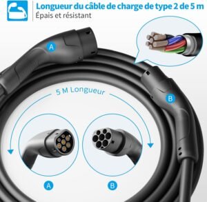 715BxbO2YkL._AC_SL1500_.jpg Câble de recharge Type 2 22 kW Rosaking 5 m 32 A 3 phases
