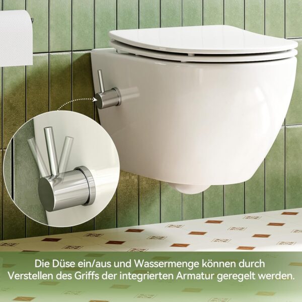 Shower toilet with built-in nozzle, suspended toilet with bidet function, Taharet toilet with nano-coating, toilet shower with tap,