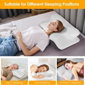 Gaethra Oreiller Ergonomique Cervical, 2 en 1 Oreiller Memoire Forme, Soulagement Efficace de la Douleur, Oreiller Orthopedique a Me