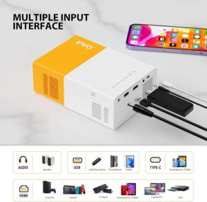 PVO Portable WiFi Projector, Smartphone Can Mirror Wireless Projector Projector Compatible with SmartphoneTabletLaptopTV StickTy