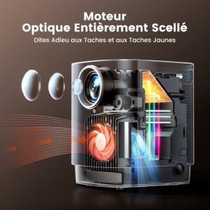 Mini Portable Projector Electric Focus20000 Lumens WiFi6 Bluetooth Video Projector, TOPTRO 1080P FHD Supported 4K Portable Home Th