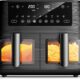 Friteuse sans huile 9L double zone, 2 tiroirs, 9 programmes