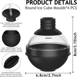 Moules à glaçons ronds silicone x4 avec couvercle noir