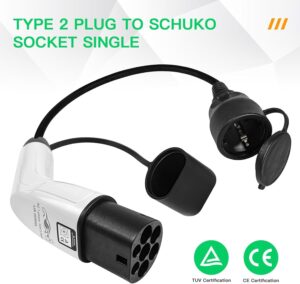 AOHEWEI Type 2 to Schuko Car Charger Adapter IEC 62196 Type 2 EV to Schuko Socket Car Charger Adapter 16A 3.5KW