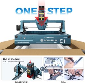 Sculpfun C1 Mini Machine de Gravure Laser Graveur Laser 3w, Haute PreCision de 0,04 Mm, PreT a L'Emploi, IdeAl Pour Les DeButants,