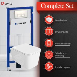 Lavita Duofix Complete Flush Set with lavita Dalia White Rimless Cistern Toilet Seat with Soft-Close Mechanism Delta 25 Control