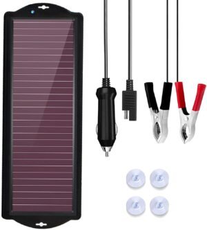 Chargeur solaire batterie auto TRAMILY 12V étanche pinces