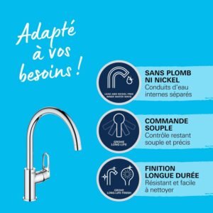 Robinet de cuisine GROHE Start Flow Supersteel, bec U 360°