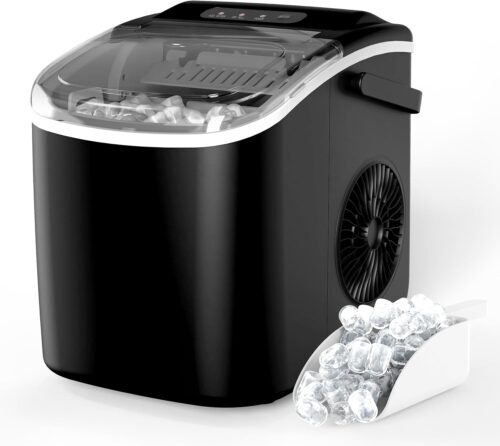 HealSmart Ice Maker for Countertop, 9 Ice Cubes Ready in 6 Minutes, 26 lbs24 Hours Ice Cubes with Self-Cleaning Function, Ice Scoop