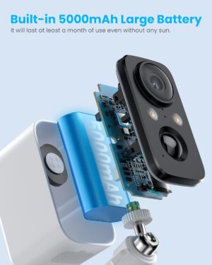 Caméra WiFi extérieure FOAOOD solaire, nuit couleur, PIR