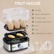 YASHE Cuiseur a œufs, cuisinier d'œufs compact de 400 W, 6 œufs faciles a peler, oeufs mollets, oeufs moyens, oeufs durs, Poacher, f