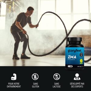 ZMA Magnesium Zinc et Vitamine B6, Complexe Premium pour Sportifs, Soutient l'Energie, Recuperation Musculaire, Reduit la Fatigue