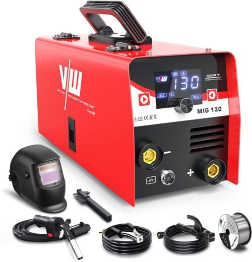 VECTOR WELDING MIG Poste a souder 130 A, fil fourre pour debutants, machine a souder Interver IGBT avec fonction de soudage a electr