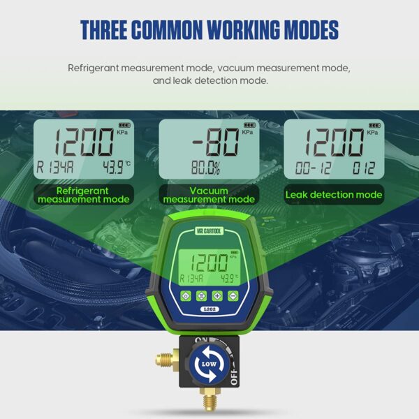 MR CARTOOL Digital Pressure Gauge Gas Low Pressure HVAC Refrigerant Manometer Digital Pressure Gauges for Refrigeration Systems Air
