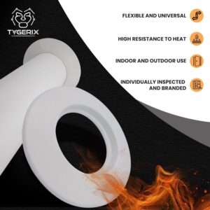 TYGERIX White EPDM Rubber Rosette Wall Covering 100 mm Flexible Rosette for Covering Boilers, Stoves and Any System Hoses Heat R