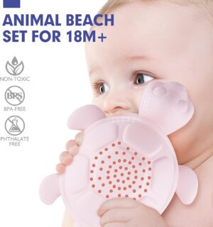 hahaland Kit de Jouets de Plage Enfant, Jouet de Sable avec Seau Plage pour Bebes Enfant, Turtle Crocodile Baleine Crabe Moules Joue