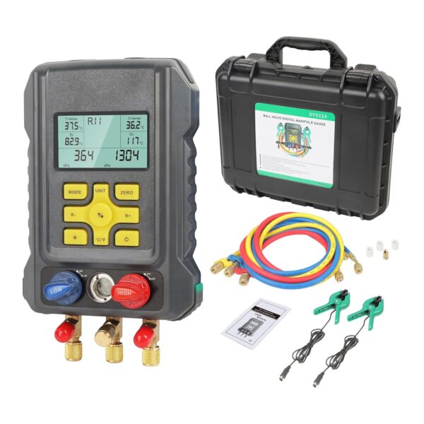 KAISAL Digital Air Conditioning Pressure Gauge for 93 Refrigerants R410a R32 R22 R1234YF HAVC Refill Pressure Gauge