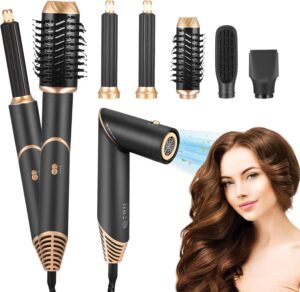 Air Styler 6 en 1 Brosse Soufflante Seche Cheveux, Boucler les Cheveux avec de l'Air Brosse Lissante, Outils de Coiffure Multifoncti