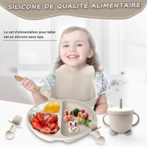 Assiette bébé CUBTEM - Set repas 12 pièces ventouse silicone