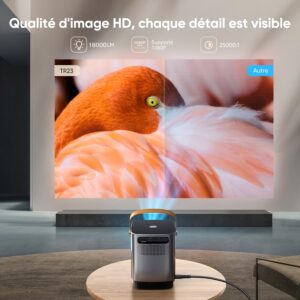 Mini Portable Projector Electric Focus20000 Lumens WiFi6 Bluetooth Video Projector, TOPTRO 1080P FHD Supported 4K Portable Home Th