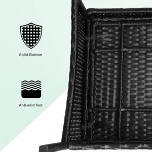 717oTMcheaL._AC_SL1500_.jpg bigzzia 4 Person Woven Resin Garden Furniture Set with 2 Armchairs, 1 2 Seater Sofa and 1 Table (Black)
