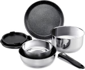 Set casseroles induction 7 pcs ROSSETTO poignées amovibles
