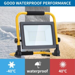 Aigostar - Projecteur de Chantier LED 50W,4480LM,Lampe Chantier avec Prise,etancheite e Portable,Lampe de Travail Mince et Leger, Ro