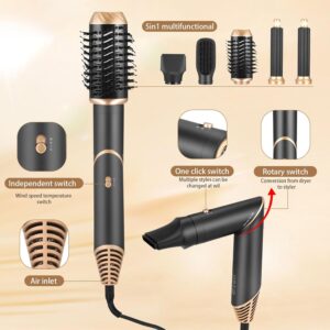 Air Styler 6 en 1 Brosse Soufflante Seche Cheveux, Boucler les Cheveux avec de l'Air Brosse Lissante, Outils de Coiffure Multifoncti