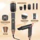 Air Styler 6 en 1 Brosse Soufflante Seche Cheveux, Boucler les Cheveux avec de l'Air Brosse Lissante, Outils de Coiffure Multifoncti