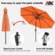 ABCCANOPY Parasol de terrasse de 2,7 m Parasol de table impermeable avec bouton-poussoir d'inclinaison et manivelle, 8 baleines, p