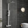 Acezanble Thermostatic Shower Column Adjustable Height Mechanical Shower Column Kit Solid Chrome-Plated Brass
