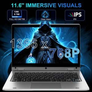 Celeron N4020 Laptop 11.6 Inch 6GB RAM 128GB SSD Laptop 360 Foldable with Touch Screen PC Laptop, WiFi 2.4G5G Bluetooth, 1366 x 76