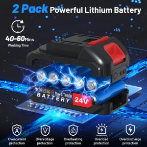 Nettoyeur Haute Pression avec Buse 6 en 1, 260 PSI Nettoyeur Haute Pression sans Fil avec 2 Batteries, avec Tuyau de 5M, Pot en Mous