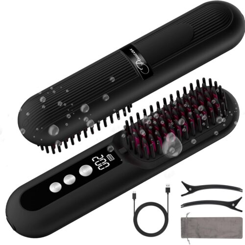 718S4fCGShL._AC_SL1500_.jpg CARER SPARK Brosse Lissante Sans Fil 10000mAh Fer a Lisser avec Millions d'Ions Negatif, Autonomie de 80min Chauffage Rapide en 30s