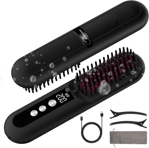 718S4fCGShL._AC_SL1500_.jpg CARER SPARK Brosse Lissante Sans Fil 10000mAh Fer a Lisser avec Millions d'Ions Negatif, Autonomie de 80min Chauffage Rapide en 30s