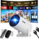 Built-in App Mini Projector 1080P 4K Supports Mini Portable Projector, Dual Control with Mouse Android TV WiFi 6 BT5.2 180 Rotati
