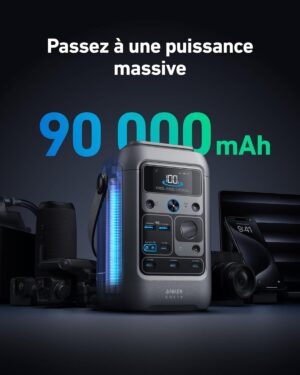 Anker SOLIX C300 DC PowerBank, Power Station, 288Wh (90,000mAh) for Multiple Devices, LiFePO4 Battery, 300W Solar Generator, Camping