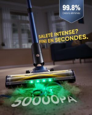 Vexilar V12 Aspirateur Balai sans Fil, 50Min50Kpa450W Aspirateur sans Fil Puissant, Brosse pour Sol amelioree,Technologie GreenEye