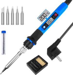WinGluge Fer a Souder Etain de Precision, Kit de Soudure 80W Temperature Reglable 180-480C Visible, 5 Pointes de Rechange et Suppor