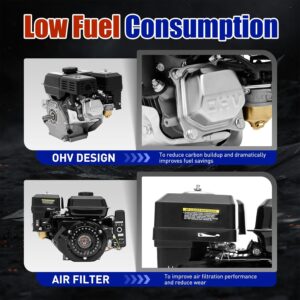 Moteur a essence 7,5 CV avec demarreur electronique, moteur kart a 4 temps avec refroidissement a air, demarrage electrique Pull Sta