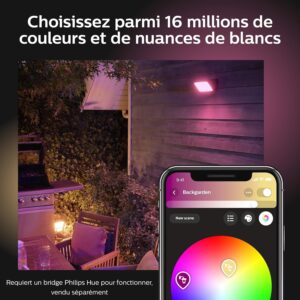 Philips Hue White Color Ambiance Projecteur Exterieur DISCOVER Aluminium Noir, fonctionne avec Alexa, Google Assistant et Apple Ho