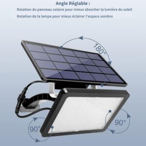JACKYLED Lampe Solaire Puissante Exterieure de 1000 Lumens, Projecteur Led Solaire avec Batterie a Grande Capacite 5000 mAh, Eclaira