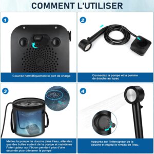 Spopal Camping Shower, 8000 mAh Portable Shower, Camping Shower Kit, Rechargeable Electric Shower Pump, with Smart Display and Sho
