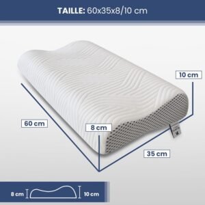 VALENTIA MEDICAL Oreiller Ergonomique Cervical - Oreiller Memoire Forme - Coussin Cervicales - Oreiller Cervical -Oreiller Orthopedi