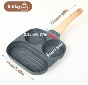 Poêle à pancakes 3 cavités, aluminium, antiadhésif minéral, induction/gaz