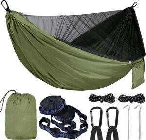 PQETBV Hamac d'exterieur Camping, Hamac de Voyage 2 Personnes, Convient au Camping en Plein Air(270 x 140 cm)