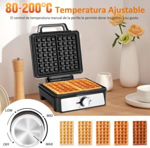 Aigostar Gaufrier pour 2 Gaufres Belges, 1600W, Plaques Profondes Antiadhesives, 20,2x17,2x2 cm, Gauffrier avec Temperature Reglable