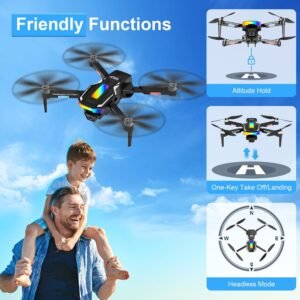 Drone avec 2 Camera Reglage electrique Camera, GuKKK 4K Mini Drone Camera Pliable Active d'evitement d'obstacles, Drone Quadricopter