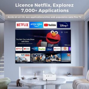 4K Video Projector Netflix CertifiedDolby Audio: 1080P Native 36000Lux Video Projector with Movin, 4D4P Keystone, Electric Focus,